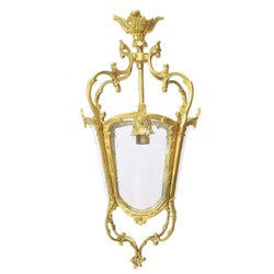 Casa Padrino Lustre de Plafond Style Baroque Antique 35 x 35 x H 70 cm - Verre / Or - Lanterne Lampe Suspendue