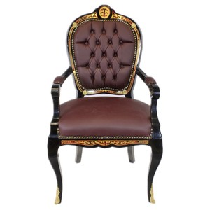 Casa Padrino Chaise baroque de luxe avec accoudoirs Boulle Collection - chaise de bureau de luxe