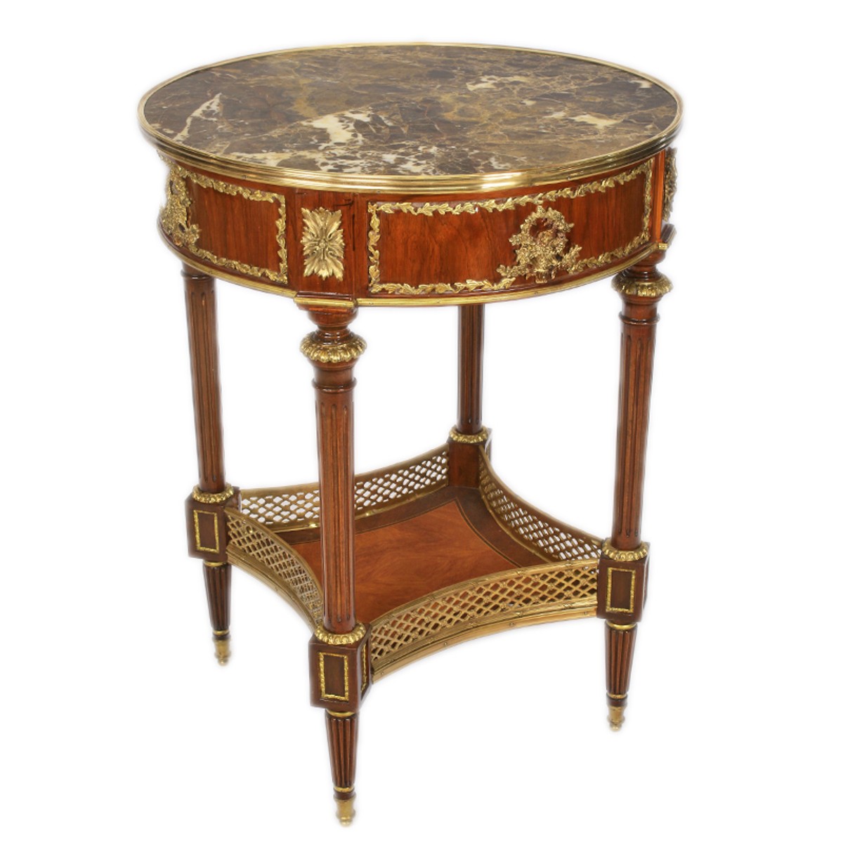 Barock Beistelltisch Braun mit Marmorplatte Barock Beistelltisch Braun mit Marmorplatte