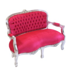 Casa Padrino Banco barroco para niños estilo antiguo, rosa / plata, 90 x 38 x 67 cm Casa Padrino Banco barroco para niños estilo antiguo, rosa / plata, 90 x 38 x 67 cm