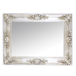 Casa Padrino Specchio da Parete Barocco Argento con Patina, Altezza 130 cm, Larghezza 96 cm - Specchio Sontuoso