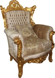Casa Padrino Fauteuil Baroque Al Capone Style Antique, Motif Marron-Crème avec Or, 128 x 90 x 80 cm Casa Padrino Fauteuil Baroque Al Capone Style Antique, Motif Marron-Crème avec Or, 128 x 90 x 80 cm