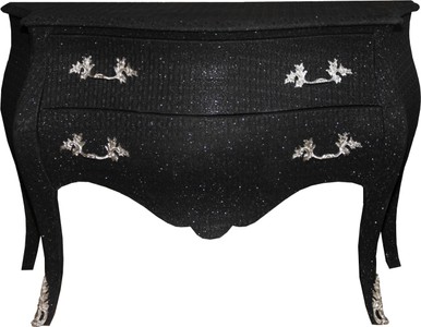 Casa Padrino Barock Kommode Schwarz Glitzerlook Glitzer Glitter Baroque Chest of Drawers Commode Black Furniture Casa Padrino Barock Kommode Schwarz Glitzerlook Glitzer Glitter Baroque Chest of Drawers Commode Black Furniture