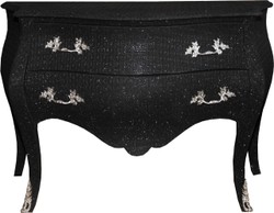Casa Padrino Baroque Chest of Drawers in Black with Glitter Look, 120 x 52 x 85 cm Casa Padrino Baroque Chest of Drawers in Black with Glitter Look, 120 x 52 x 85 cm