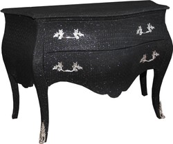 Casa Padrino Baroque Chest of Drawers in Black with Glitter Look, 120 x 52 x 85 cm Casa Padrino Baroque Chest of Drawers in Black with Glitter Look, 120 x 52 x 85 cm