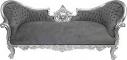 Casa Padrino Sofá Barroco Vampire Gris/Plata - Edición Limitada - Sofá Lounge 200 x 75 x 82 cm Casa Padrino Sofá Barroco Vampire Gris/Plata - Edición Limitada - Sofá Lounge 200 x 75 x 82 cm
