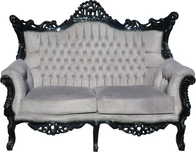 Casa Padrino Divano barocco 2 posti Master stile antico, Grigio / Nero, larghezza 168 cm Casa Padrino Divano barocco 2 posti Master stile antico, Grigio / Nero, larghezza 168 cm