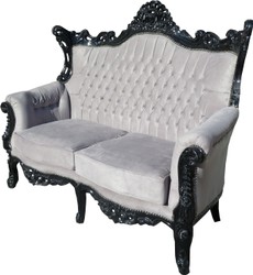 Casa Padrino Sofá barroco 2 plazas Master estilo antiguo, Gris / Negro, ancho 168 cm Casa Padrino Sofá barroco 2 plazas Master estilo antiguo, Gris / Negro, ancho 168 cm