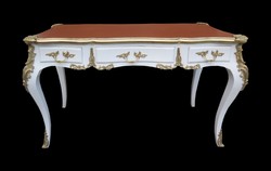Casa Padrino Bureau Baroque de Luxe Secrétaire en Blanc Or et Abricot avec 3 Tiroirs - 141 x 65 x 80 cm