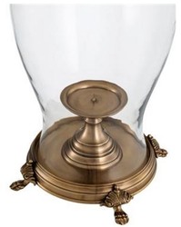 Casa Padrino Luxus Kerzenleuchter Durchmesser 29 x H. 53,5 cm - Hotel Kollektion, messing antik / klares Glas