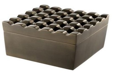 Casa Padrino Posacenere di lusso in ottone - Accessorio di design in ottone antico - 20 x 20 x 9 cm