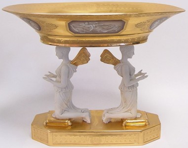 Casa Padrino Luxury Baroque Porcelain Bowl with Angel in Antique Style - White / Gold - 50.5 x 35.3 x 39.5 cm