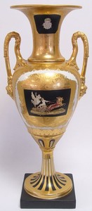 Casa Padrino Baroque Porcelain Vase with 2 Handles - Limited Edition - Gold / Black - Height 61 cm