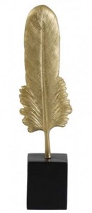 Casa Padrino Designer Decorative Feather made of Metal in gold / black - 7 x 5,5 x H. 27 cm
