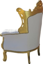 Casa Padrino Baroque Armchair Al Capone Antique Style White / Gold with Rhinestones 128 x 90 x 80 cm Casa Padrino Baroque Armchair Al Capone Antique Style White / Gold with Rhinestones 128 x 90 x 80 cm