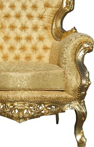 Casa Padrino Barock Wohnzimmer Set Versailles II Gold Muster / Antik Gold - 3er Sofa + 2 Sessel