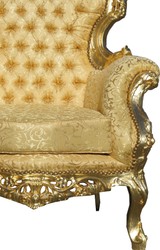 Casa Padrino Barock Wohnzimmer Set Versailles II Gold Muster / Antik Gold - 3er Sofa + 2 Sessel Casa Padrino Barock Wohnzimmer Set Versailles II Gold Muster / Antik Gold - 3er Sofa + 2 Sessel