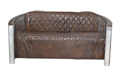 Casa Padrino luxury aluminum 3 seat sofa dark brown - art deco vintage furniture