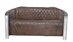 Casa Padrino luxury aluminum 3 seat sofa dark brown - art deco vintage furniture