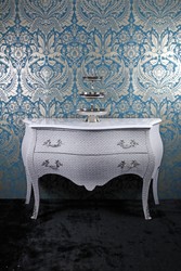 Casa Padrino Comò Barocco Bianco Effetto Glitter 120cm - Mobile artigianale in stile antico