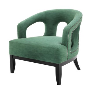 Casa Padrino Luxury Designer Armchair - Hotel Lounge Chair - Green / Black / Antique Brass - 80 x 76 x 79 cm