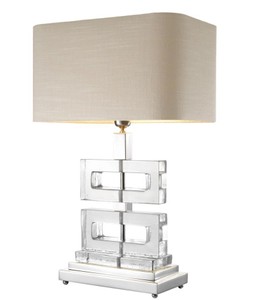 Casa Padrino Luxury Table Lamp 45 x H. 70 cm - Designer Table Lamp in Khaki, Silver and Clear Glass