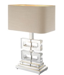 Casa Padrino Luxury Table Lamp 45 x H. 70 cm - Designer Table Lamp in Khaki, Silver and Clear Glass