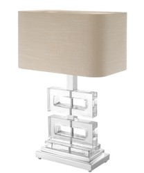 Casa Padrino Luxury Table Lamp 45 x H. 70 cm - Designer Table Lamp in Khaki, Silver and Clear Glass
