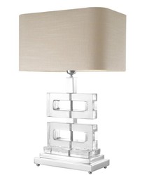 Casa Padrino Luxury Table Lamp 45 x H. 70 cm - Designer Table Lamp in Khaki, Silver and Clear Glass