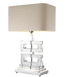 Casa Padrino Luxury Table Lamp 45 x H. 70 cm - Designer Table Lamp in Khaki, Silver and Clear Glass