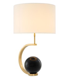 Casa Padrino Lampe de table design de luxe en noir or et blanc, 48 x H. 80 cm - Édition limitée