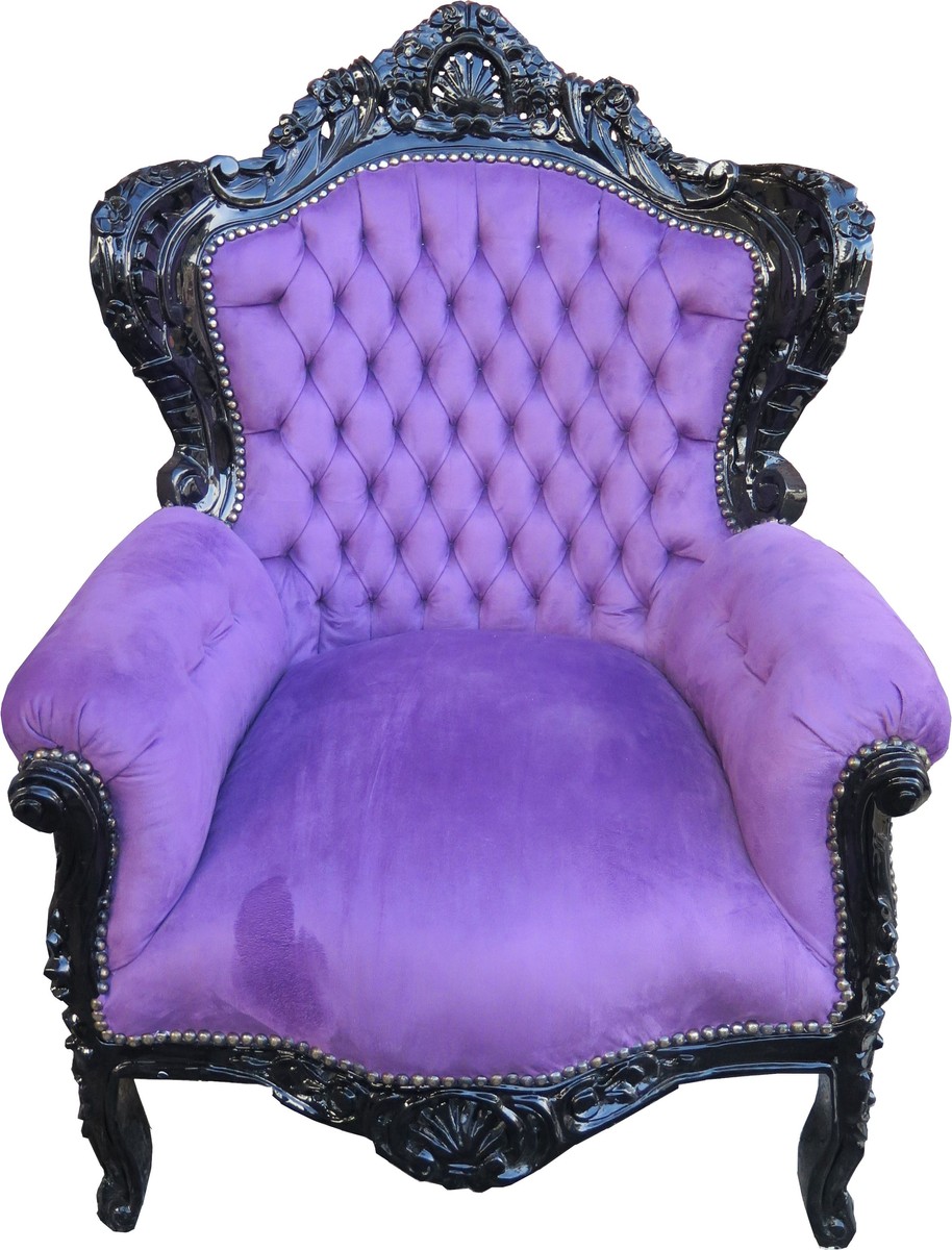 Casa Padrino Baroque Armchair "King" Purple / Black Casa Padrino Baroque Armchair "King" Purple / Black