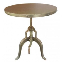 Casa Padrino Industrial Side Table with Crank Gold 75 x H. 72-98 cm - Designer Hotel Furniture - Industrial Design Table Casa Padrino Industrial Side Table with Crank Gold 75 x H. 72-98 cm - Designer Hotel Furniture - Industrial Design Table