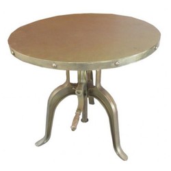 Casa Padrino Industrial Side Table with Crank Gold 75 x H. 72-98 cm - Designer Hotel Furniture - Industrial Design Table Casa Padrino Industrial Side Table with Crank Gold 75 x H. 72-98 cm - Designer Hotel Furniture - Industrial Design Table