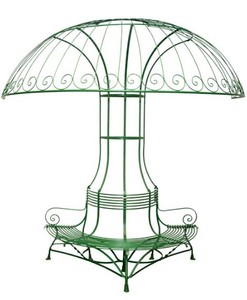 Casa Padrino Bank mit Halbsonnenblende Durchmesser 2,68 x H. 2,7m - Luxus Gartenmöbel