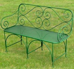 Casa Padrino Banco de Jardín Estilo Art Déco, Asiento Perforado, Verde, 1,2m x 0,48m x 0,9m