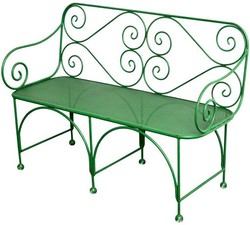 Casa Padrino Banco de Jardín Estilo Art Déco, Asiento Perforado, Verde, 1,2m x 0,48m x 0,9m
