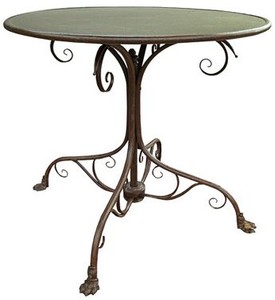 Casa Padrino Gartentisch aus Schmiedeeisen im Art Deco Stil, Farbe Rost, Durchmesser 80 x H. 70 cm