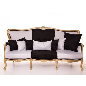 Casa Padrino Divano Barocco di Lusso 210 cm - Panca Barocca Nero Bianco e Oro - Design Sfarzoso Casa Padrino Divano Barocco di Lusso 210 cm - Panca Barocca Nero Bianco e Oro - Design Sfarzoso