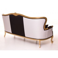 Casa Padrino Divano Barocco di Lusso 210 cm - Panca Barocca Nero Bianco e Oro - Design Sfarzoso Casa Padrino Divano Barocco di Lusso 210 cm - Panca Barocca Nero Bianco e Oro - Design Sfarzoso