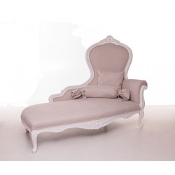 Casa Padrino Chaise longue barocca di lusso crema / bianco sporco con foglia d'oro - 150 x 64 x 118 cm Casa Padrino Chaise longue barocca di lusso crema / bianco sporco con foglia d'oro - 150 x 64 x 118 cm