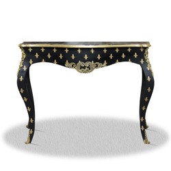 Casa Padrino Baroque Console Table Black Gold 100 x 40 x H. 85 cm - Baroque Hall Table Casa Padrino Baroque Console Table Black Gold 100 x 40 x H. 85 cm - Baroque Hall Table