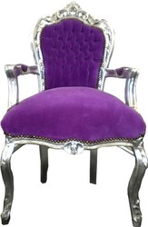 Casa Padrino baroque dîner Chaise Violet / Argent avec accoudoir Casa Padrino baroque dîner Chaise Violet / Argent avec accoudoir