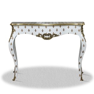 Casa Padrino Barock Console Lilie Weiß Gold Baroque Console Chest Sideboard Furniture White Interior Möbel Einrichtung