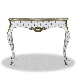 Casa Padrino Barock Console Lilie Weiß Gold Baroque Console Chest Sideboard Furniture White Interior Möbel Einrichtung