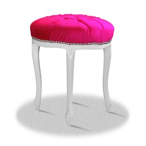 Casa Padrino Barock Sitzhocker Pink Silber Baroque Stool Pink Silver