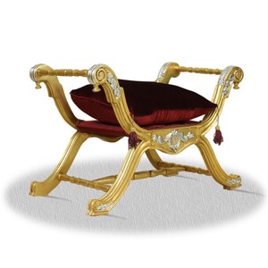 Casa Padrino Barock Sitzhocker Gold Rot Silber - Luxus Kreuzhocker Casa Padrino Barock Sitzhocker Gold Rot Silber - Luxus Kreuzhocker