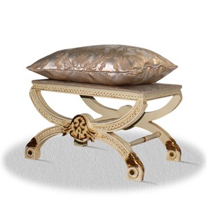 Casa Padrino Barock Hocker Creme Gold Silber 60 x 40 x H. 50 cm Casa Padrino Barock Hocker Creme Gold Silber 60 x 40 x H. 50 cm