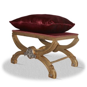 Casa Padrino Barock Hocker Gold Silber Bordeaux Rot 60 x 40 x H. 50 cm Casa Padrino Barock Hocker Gold Silber Bordeaux Rot 60 x 40 x H. 50 cm