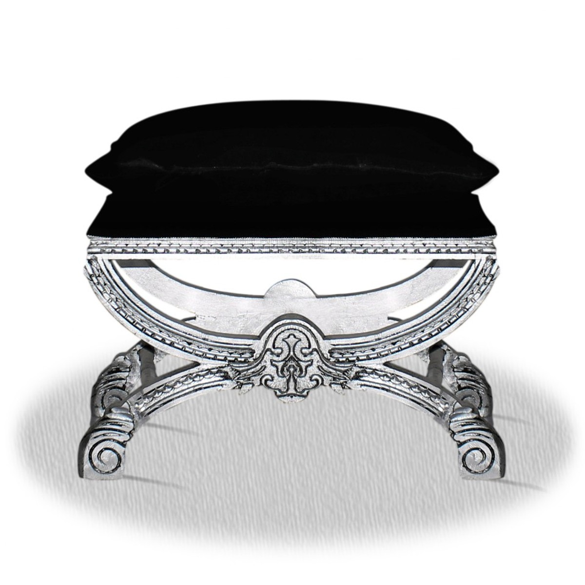 Casa Padrino Barock Sitzhocker Hocker Schwarz Silber Black Silver Baroque Stool Ottoman Furniture Interior Möbel Eirnichtung Casa Padrino Barock Sitzhocker Hocker Schwarz Silber Black Silver Baroque Stool Ottoman Furniture Interior Möbel Eirnichtung